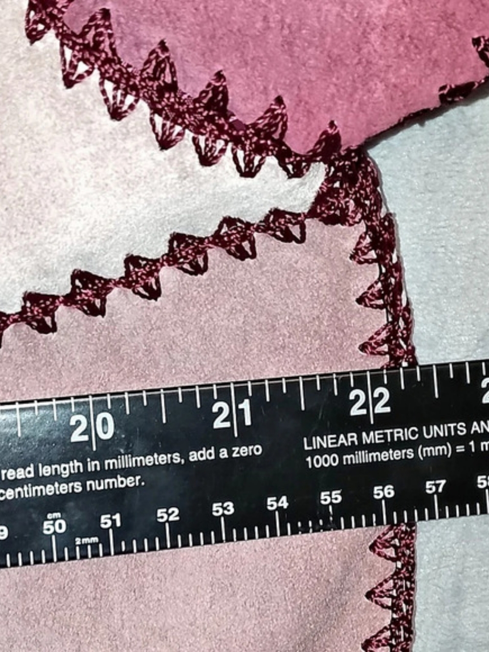 Denim & Co. Vintage Color Block Suede Leather Crochet Pink Burgundy Jacket Large - Picture 9 of 10